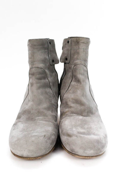 Rick Owens Gray Suede Round Toe Ankle Short Boots Size IT 40 10