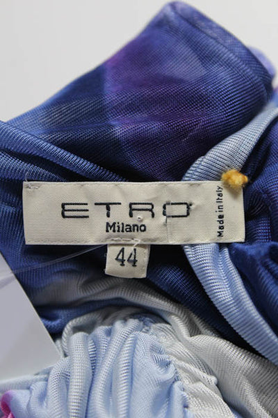 Etro  Purple Pink 3/4 Sleeve Ruched Neck Square Neck Top Size 44