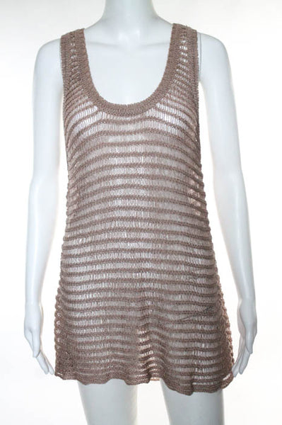 Kain Brown Linen Open Knit Sleeveless Dress Size Medium