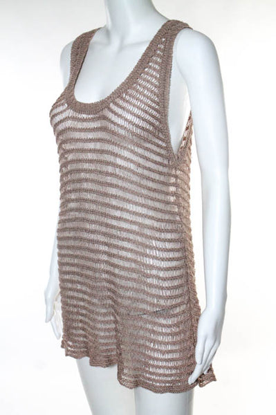 Kain Brown Linen Open Knit Sleeveless Dress Size Medium