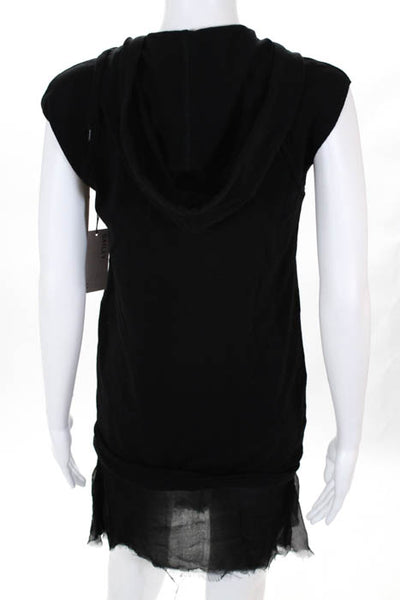 Bailey 44 Black Silk Trim V Neck Knee Length Sweater Hoodie Dress Extra Small