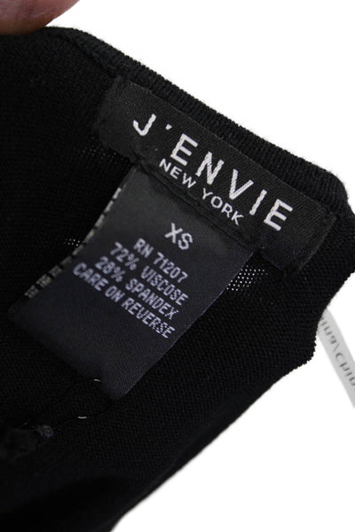 J Envie Womens Long Striped Mesh Sleeve Crew Neck Knit Sweatshirt Black Size XS
