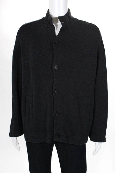 Robert Graham Dark Gray Wool Silk Blend Mens Cardigan Size Large New $408 JG13