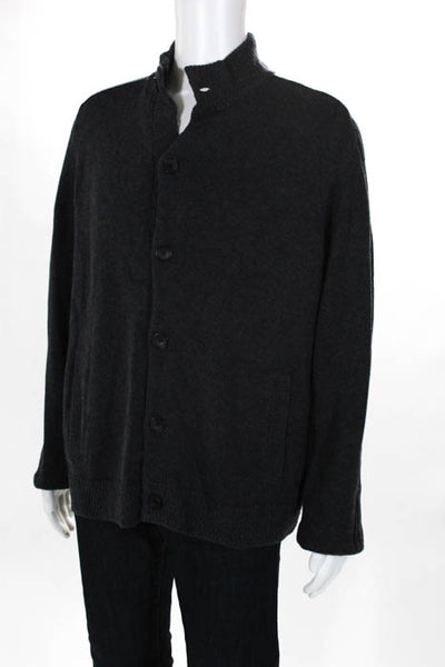 Robert Graham Dark Gray Wool Silk Blend Mens Cardigan Size Large New $408 JG13