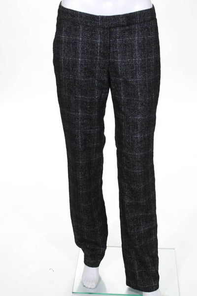 Nonoo Black Gray Knit Tab Waist Straight Leg Pants Slacks Size 4 New