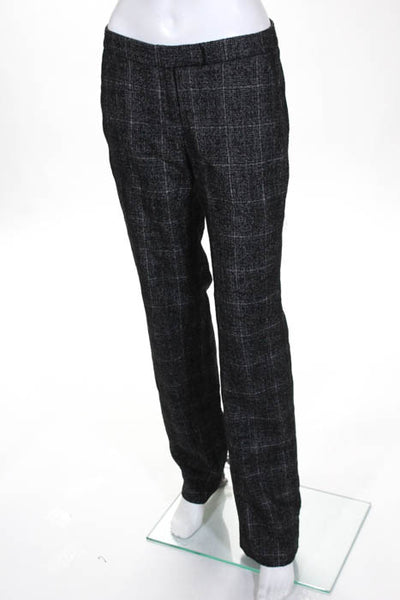 Nonoo Black Gray Knit Tab Waist Straight Leg Pants Slacks Size 4 New