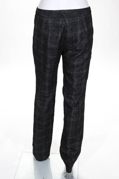 Nonoo Black Gray Knit Tab Waist Straight Leg Pants Slacks Size 4 New