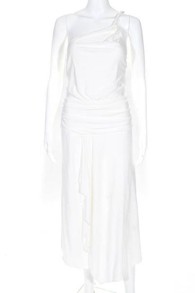 Rachel Zoe Ecru White Braided One Shoulder Maxi Dress Size 4 $425 New