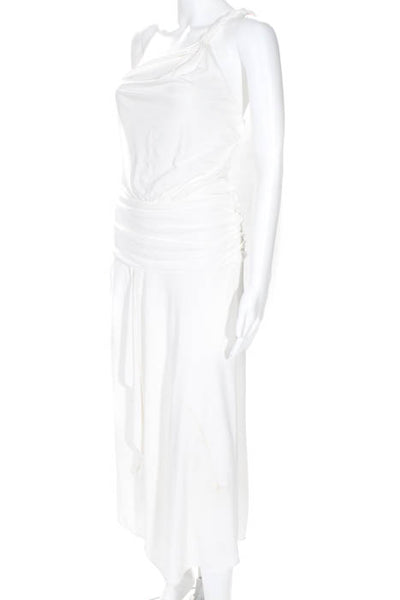 Rachel Zoe Ecru White Braided One Shoulder Maxi Dress Size 4 $425 New