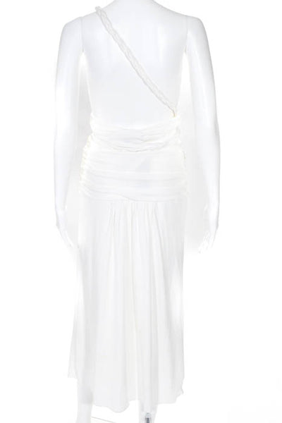 Rachel Zoe Ecru White Braided One Shoulder Maxi Dress Size 4 $425 New