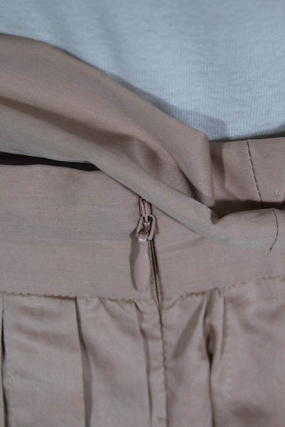 Jill Stuart Blush Pink Nude Cotton Pleated Bow Back Waist A Line Skirt Size 6