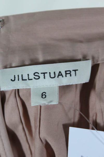 Jill Stuart Blush Pink Nude Cotton Pleated Bow Back Waist A Line Skirt Size 6
