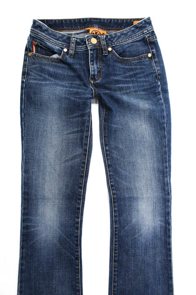 Tory Burch Blue Cotton Zipper Fly Medium Wash Straight Leg Jeans Size 25