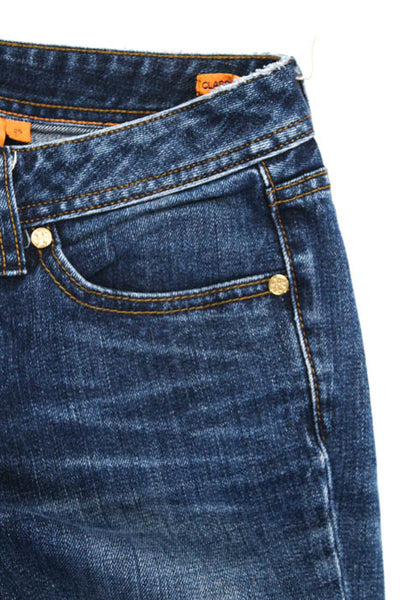 Tory Burch Blue Cotton Zipper Fly Medium Wash Straight Leg Jeans Size 25
