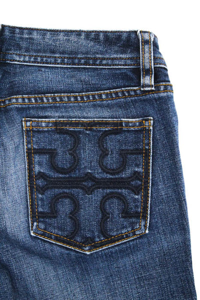 Tory Burch Blue Cotton Zipper Fly Medium Wash Straight Leg Jeans Size 25