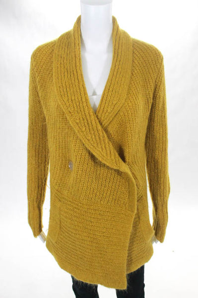 Bird by Juicy Couture Mustard Yellow Wool Button Down V Neck Cardigan Size Small