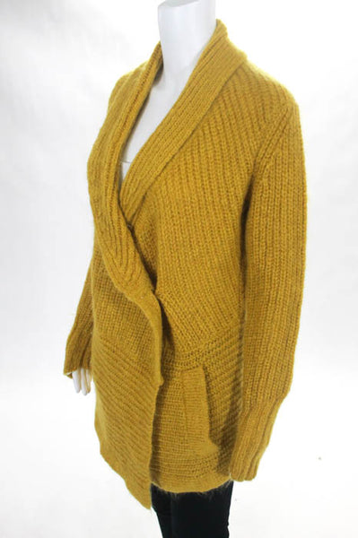 Bird by Juicy Couture Mustard Yellow Wool Button Down V Neck Cardigan Size Small