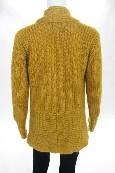 Bird by Juicy Couture Mustard Yellow Wool Button Down V Neck Cardigan Size Small