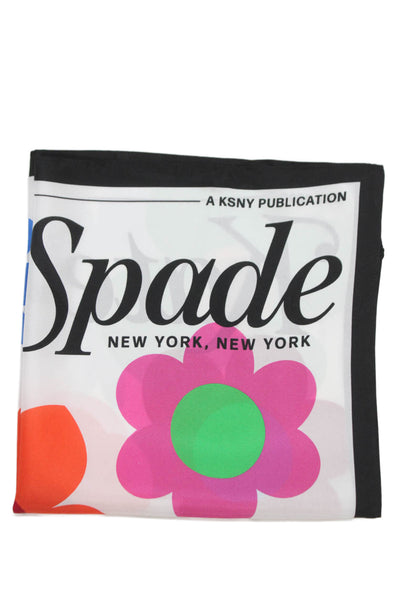 Kate Spade New York Womens Silk Floral Print Square Scarf Multicolor