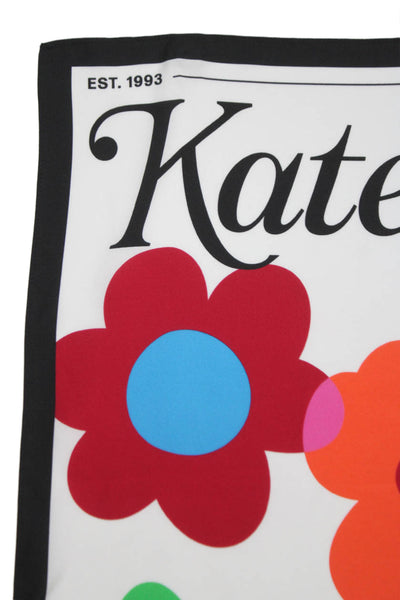 Kate Spade New York Womens Silk Floral Print Square Scarf Multicolor