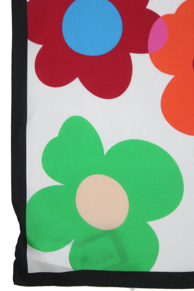 Kate Spade New York Womens Silk Floral Print Square Scarf Multicolor