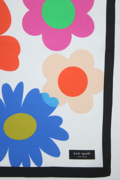 Kate Spade New York Womens Silk Floral Print Square Scarf Multicolor