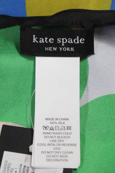 Kate Spade New York Womens Silk Floral Print Square Scarf Multicolor