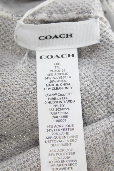 Coach Womens Metallic Monogram Beanie Hat White Size OS