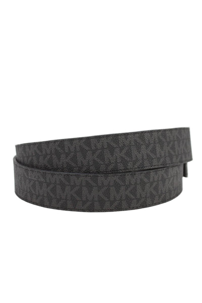 Michael Kors Mens Leather Monogram Belt + Extra Buckle Black Size OS