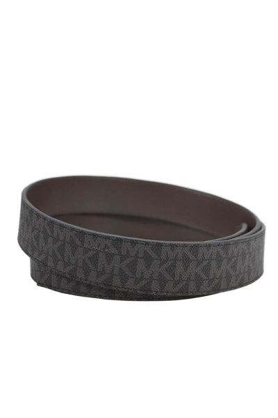 Michael Kors Mens Leather Monogram Belt + Extra Buckle Black Size OS