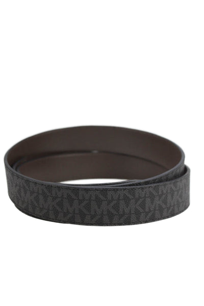 Michael Kors Mens Leather Monogram Belt + Extra Buckle Black Size OS