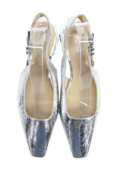 Michael Michael Kors Womens Metallic Square Toe Slingback Size 7.5M