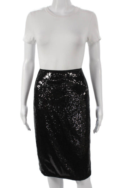 Theory Women Straight Pencil Skirt Black Polyester Zip Knee Length Size 8
