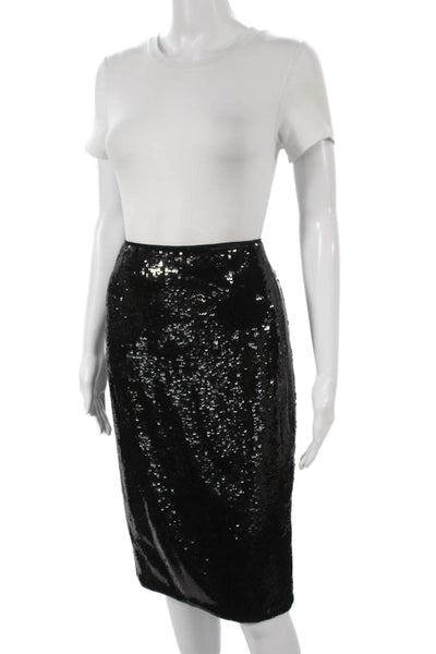 Theory Women Straight Pencil Skirt Black Polyester Zip Knee Length Size 8