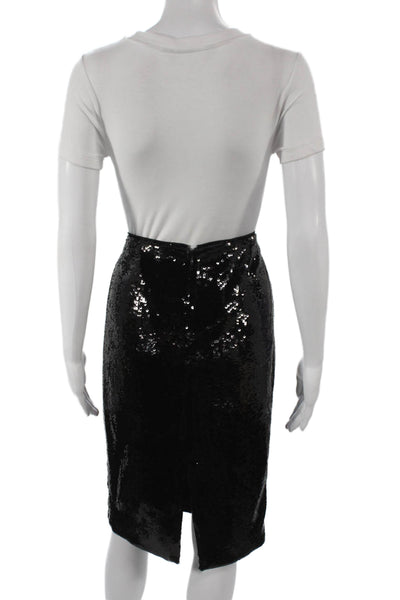 Theory Women Straight Pencil Skirt Black Polyester Zip Knee Length Size 8