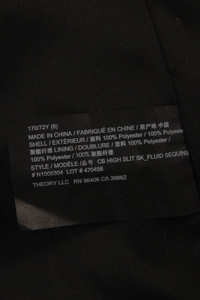Theory Women Straight Pencil Skirt Black Polyester Zip Knee Length Size 8