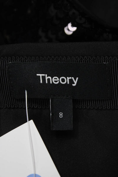 Theory Women Straight Pencil Skirt Black Polyester Zip Knee Length Size 8