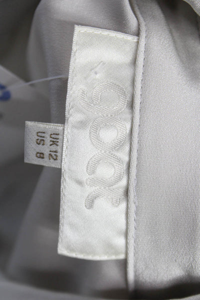 Goat Women Basic Silk Collared Button Long Sleeve Beige Blouse Size 8