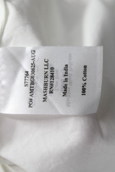 Ann Mashburn Womens White Tunic Blouse High Neck Long Sleeve Cotton Zip Size M
