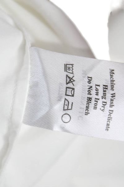 Ann Mashburn Womens White Tunic Blouse High Neck Long Sleeve Cotton Zip Size M