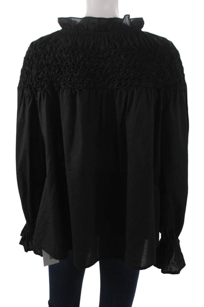 Merlette Women Black High Neck Tunic Long Sleeve Cotton Bohemian Size M
