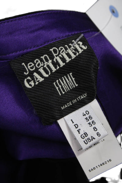 Jean Paul Gaultier Women Straight Pencil Skirt Black Wool Zip Short Size 6