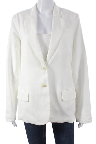 Nili Lotan Women Basic Jacket White Button Long Sleeve Cotton Size 8
