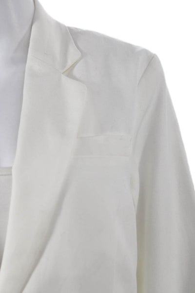 Nili Lotan Women Basic Jacket White Button Long Sleeve Cotton Size 8