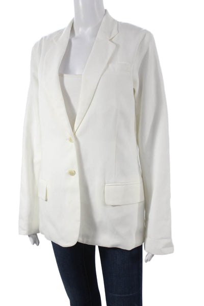 Nili Lotan Women Basic Jacket White Button Long Sleeve Cotton Size 8