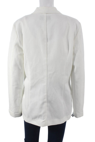 Nili Lotan Women Basic Jacket White Button Long Sleeve Cotton Size 8