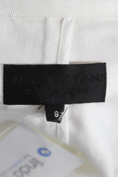 Nili Lotan Women Basic Jacket White Button Long Sleeve Cotton Size 8