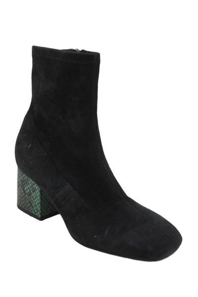 Marni Womens Suede Square Toe Ankle Boots Black Size 38 8