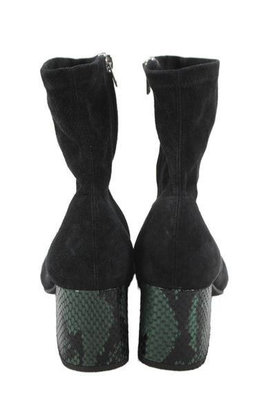 Marni Womens Suede Square Toe Ankle Boots Black Size 38 8