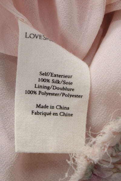 Love Shack Fancy Women Pink Silk Floral Mini Skirt Size PP
